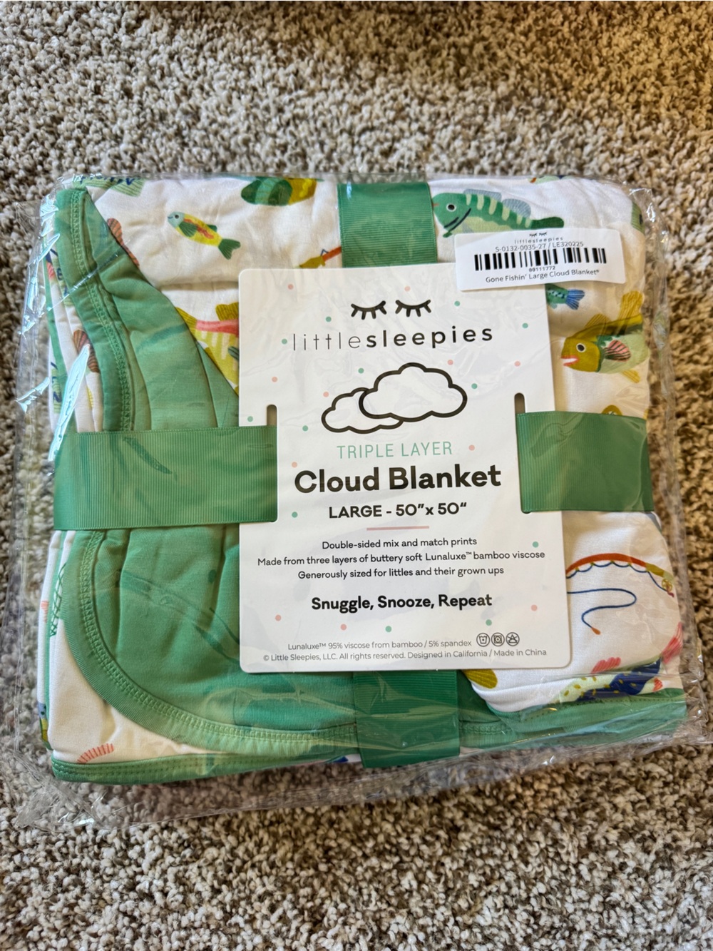 Little Sleepies Gone Fishing Cloud Blanket